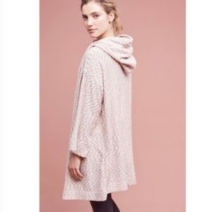 Vintage Anthropologie Knit sweater long cardigan metallic ivory duster hoodM/L
